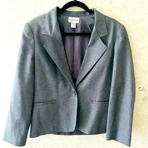 CARRIAGE COURT VINTAGE12 PETITE SHORT WOMENS CAREER CHURCH INTERVIEW GRAY BLAZER